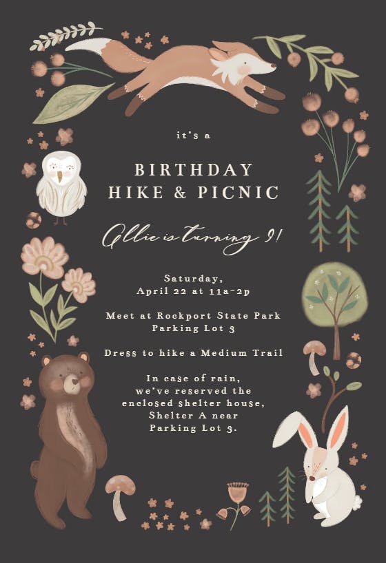Forest fun - printable party invitation