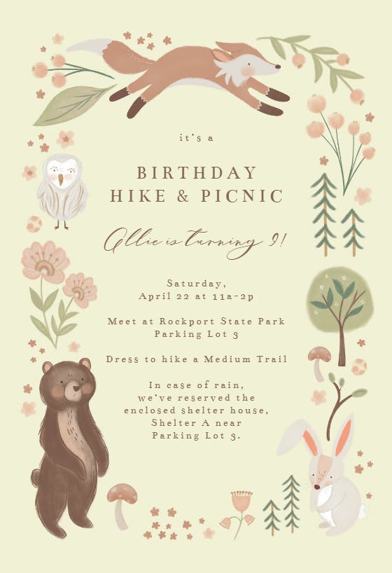 Forest fun -  invitación de cumpleaños