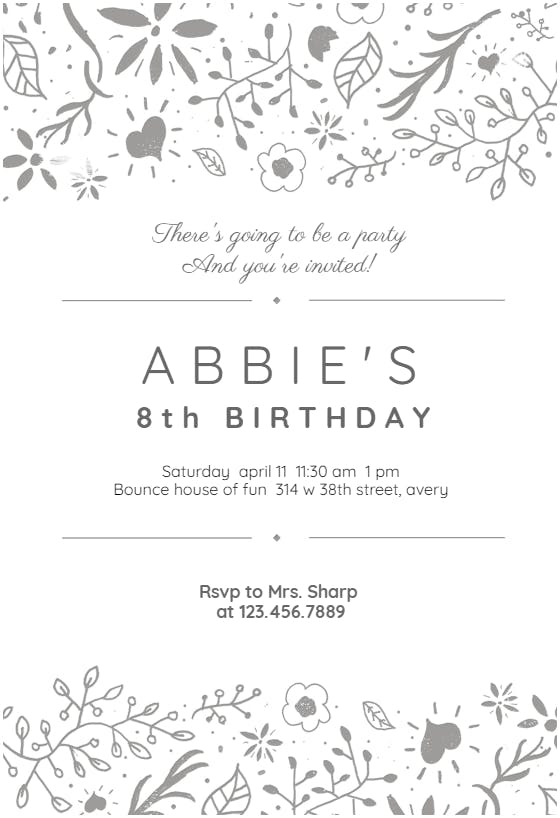 Fun floral - birthday invitation