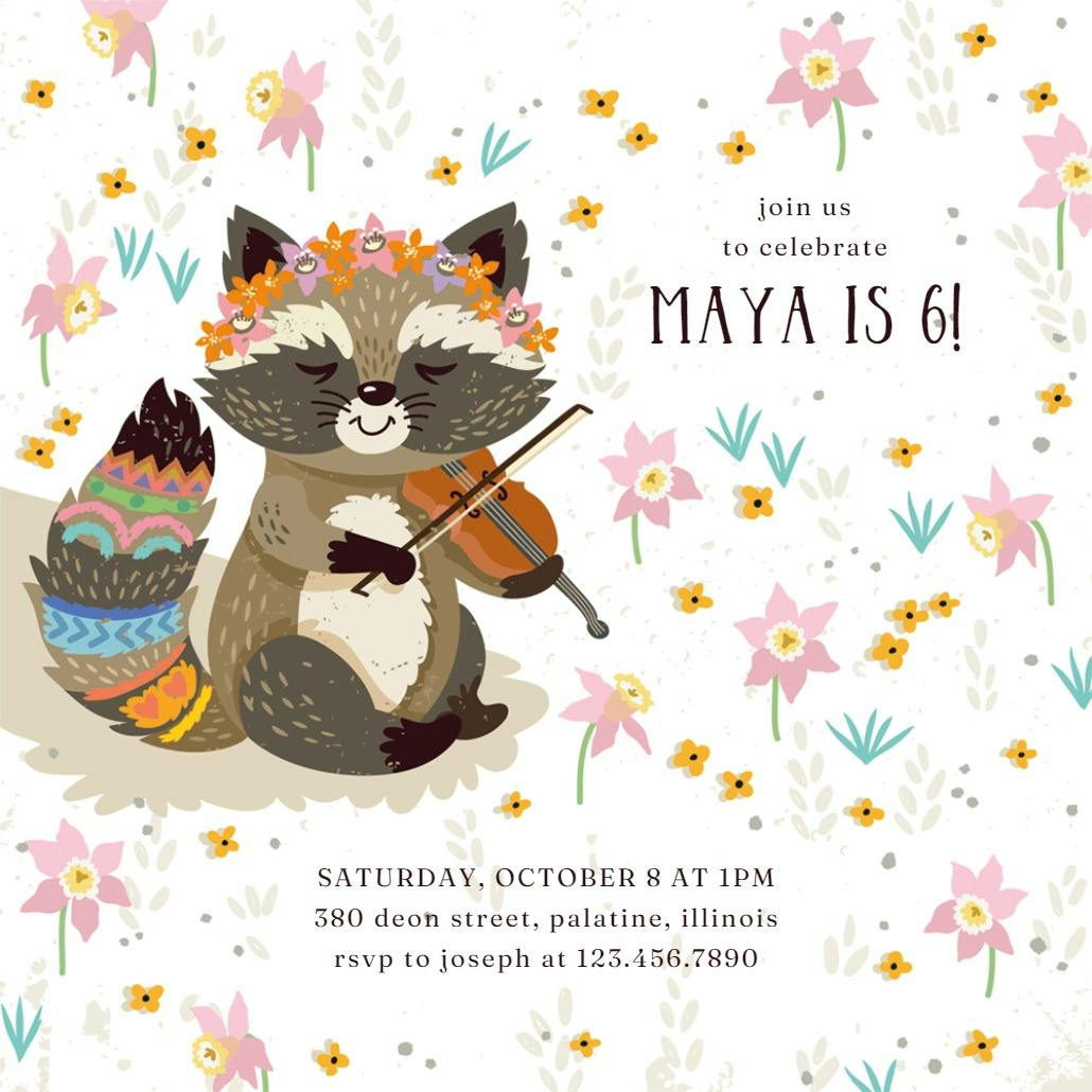 Furry fiddler - invitación de cumpleaños