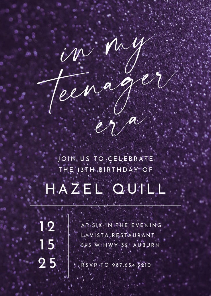 Glitter & glam - birthday invitation