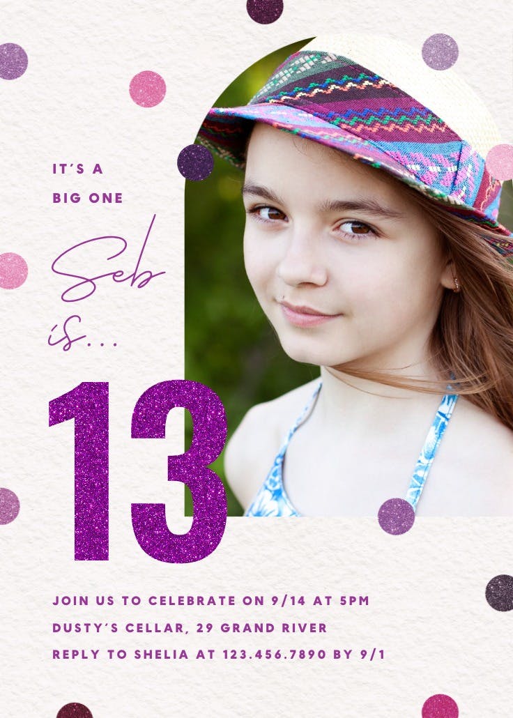 Glitter age - invitación de cumpleaños