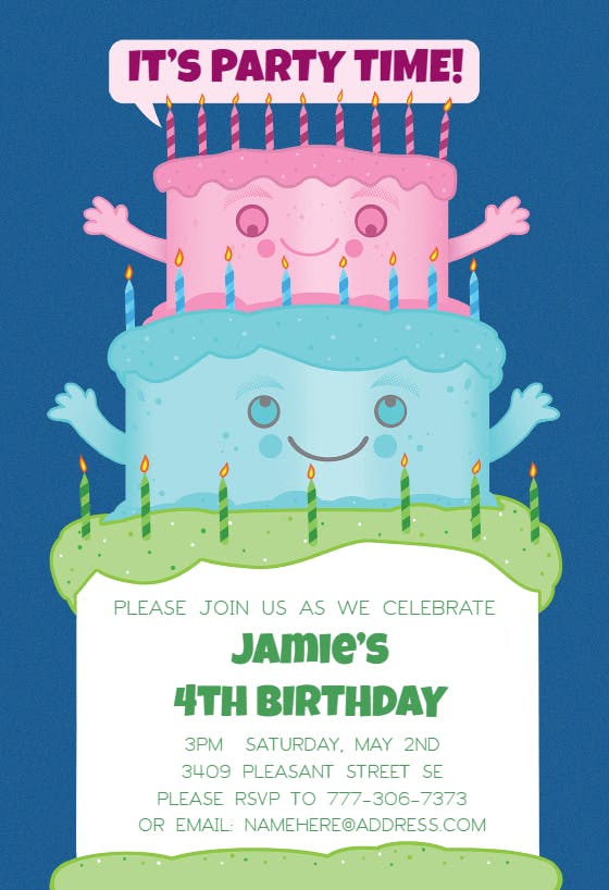 Happy cake -  invitación de cumpleaños