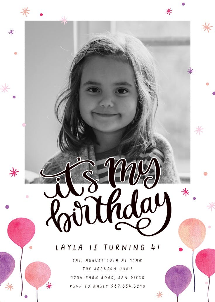 It's My Birthday Balloons - Birthday Invitation Template | Greetings Island