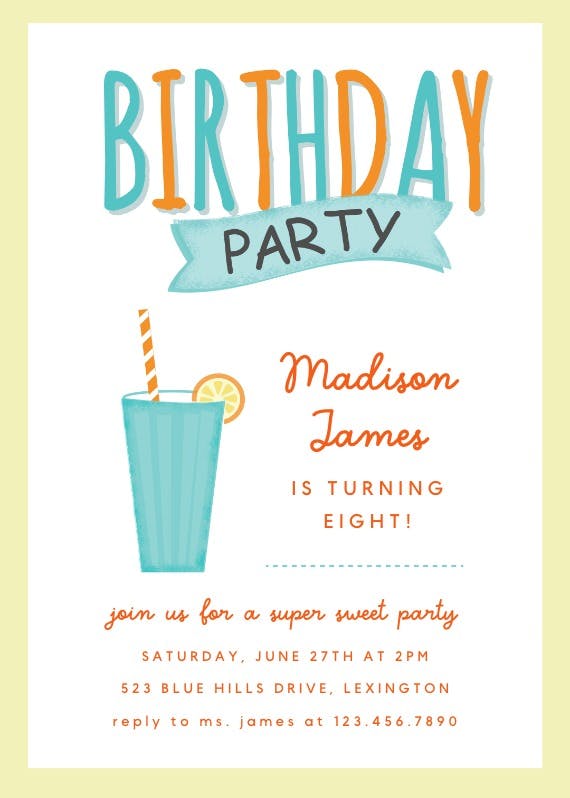 Lemonade - birthday invitation