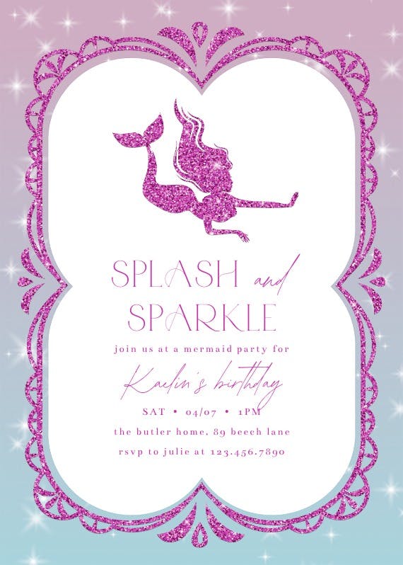 Mermaid sparkle - invitación de fiesta