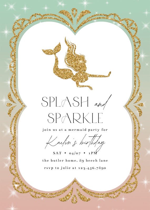 Mermaid sparkle - pool party invitation