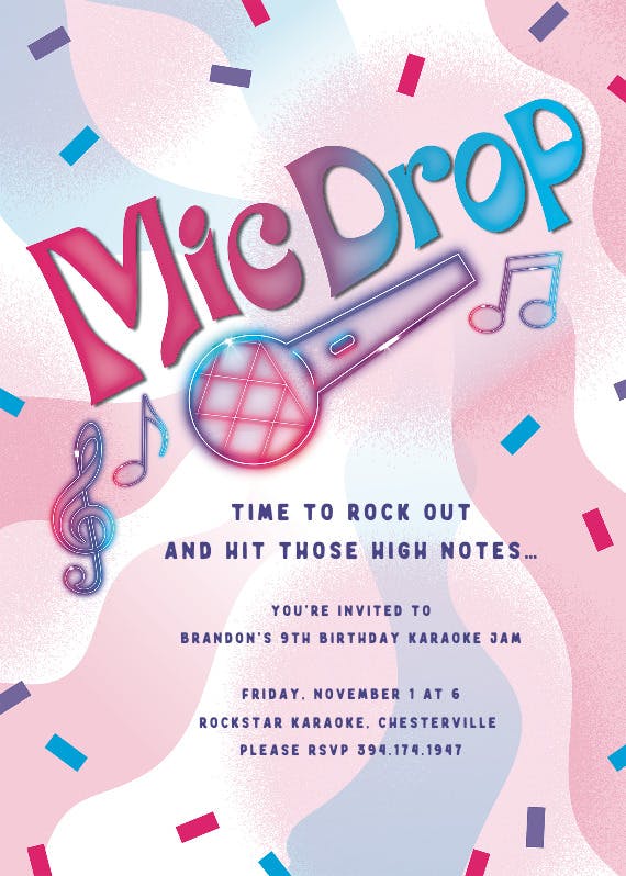 Mic drop - party invitation