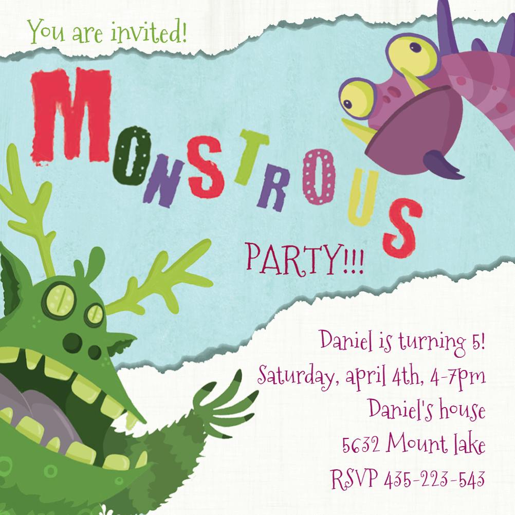 Monstrous party -  invitación de fiesta