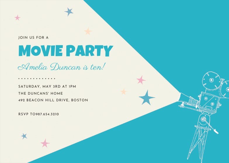 Movie party - invitation