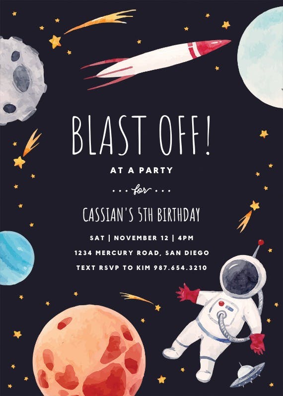Outer space - printable party invitation