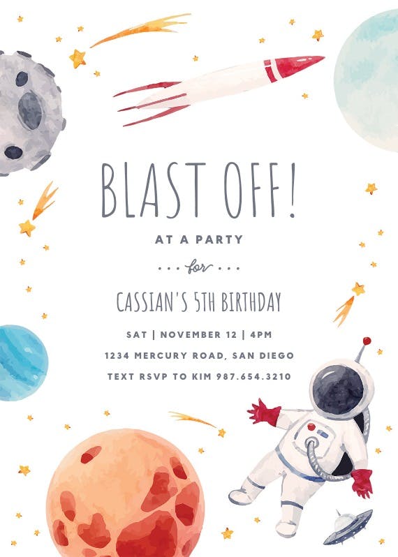 Outer space - printable party invitation