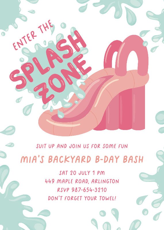 Painted slide - pool party invitation