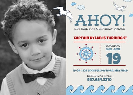 Party Ahoy - Invitación de Cumpleaños