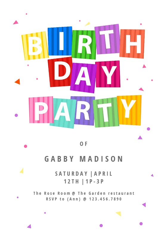 Party Confetti - Birthday Invitation Template (Free) | Greetings Island