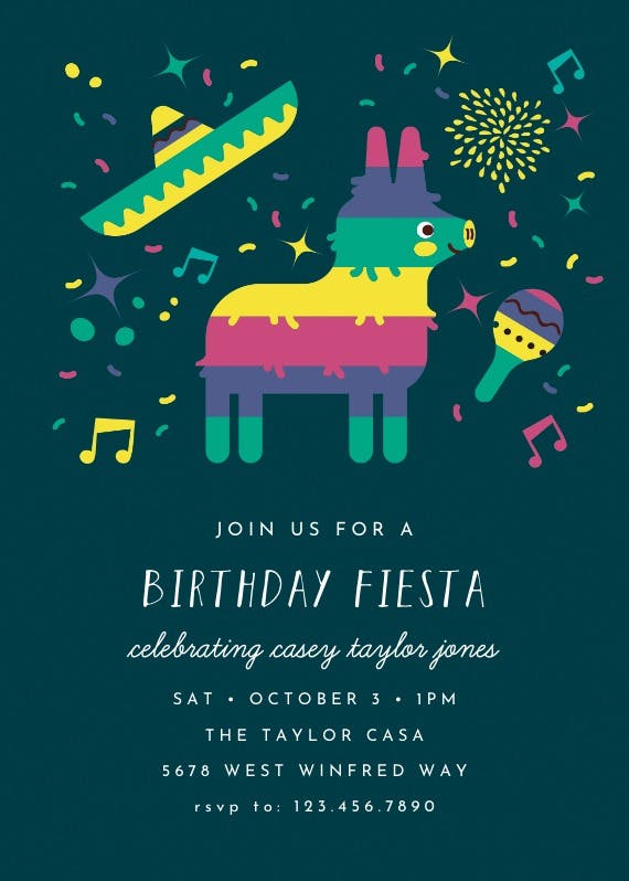 Pinata fiesta - birthday invitation