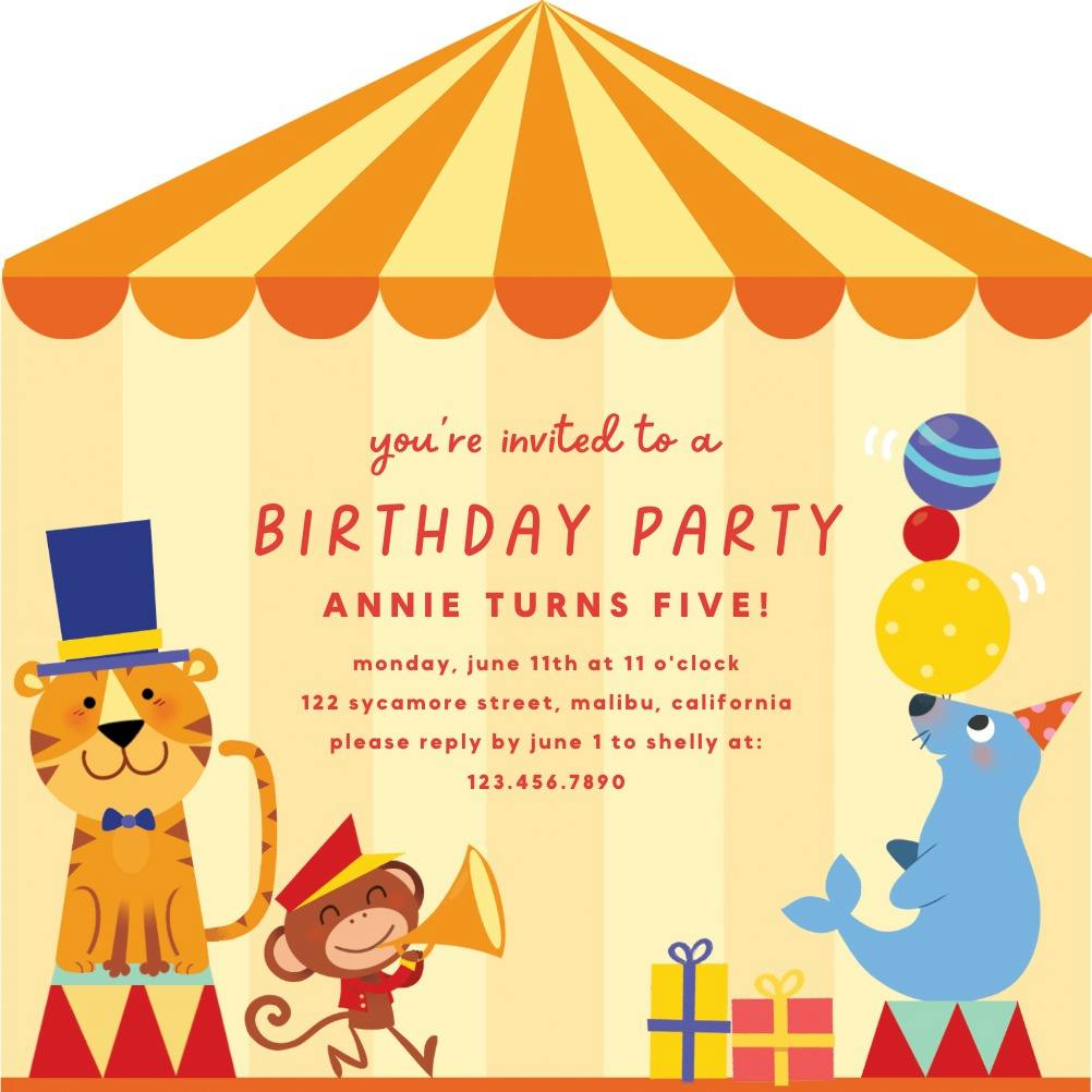 Pink circus - birthday invitation