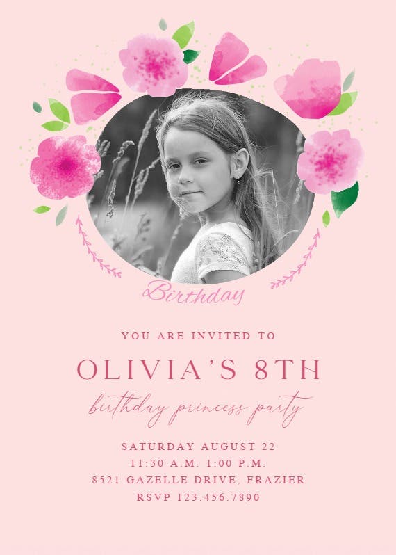 Pink party petals - birthday invitation
