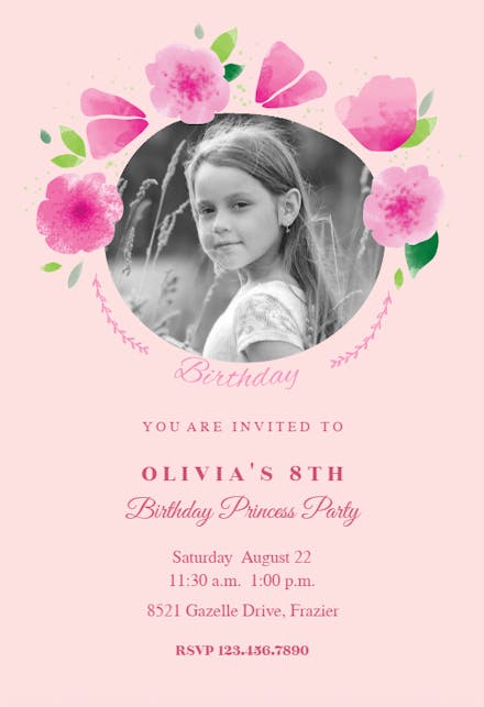 Pink Party Petals - Invitación de Cumpleaños