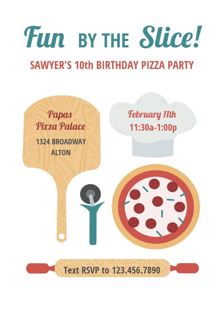 Pizza fun - printable party invitation