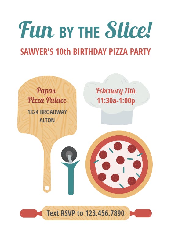 Pizza fun - party invitation