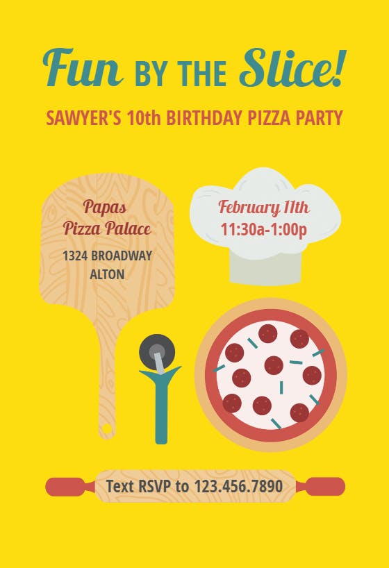 Pizza fun - birthday invitation