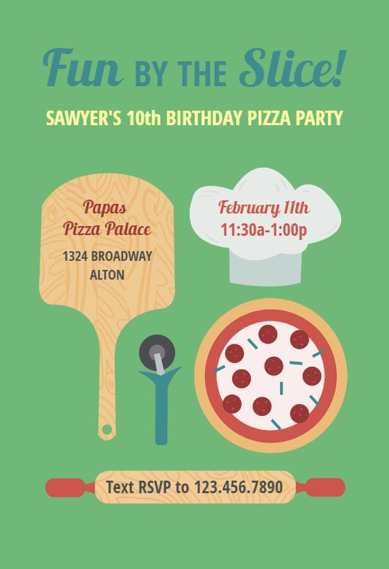 Pizza fun - printable party invitation