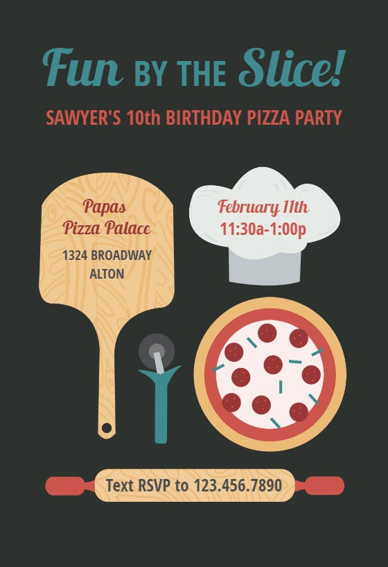 Pizza fun - printable party invitation