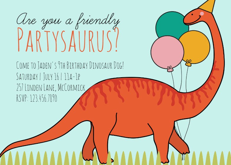 Prehistoric dinosaur party - birthday invitation