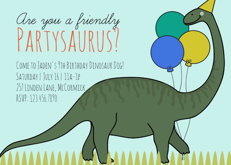 Prehistoric dinosaur party - birthday invitation