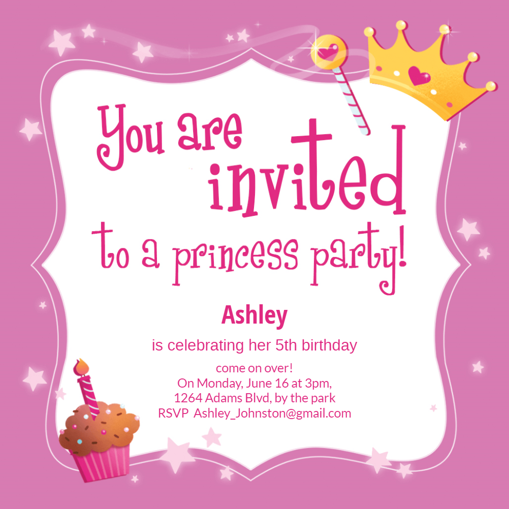 Princess Magic Birthday Invitation Template Free Greetings Island