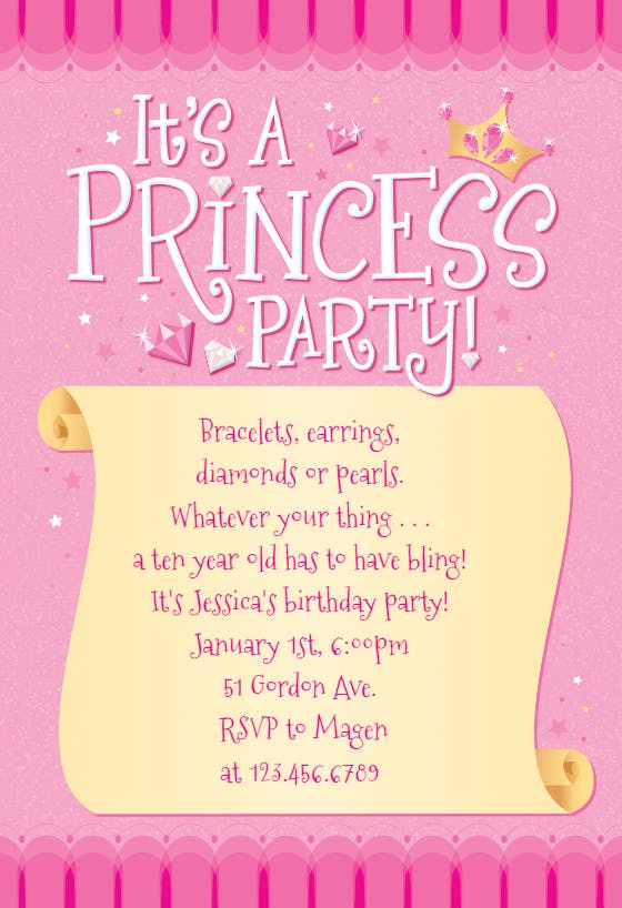 Princess Birthday Invitation Card Free Printable - FREE PRINTABLE TEMPLATES