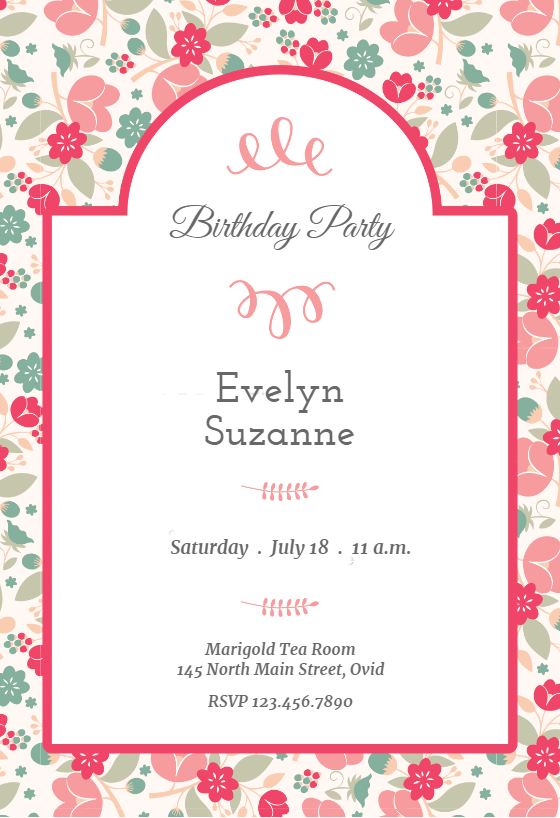 Purple Petals Party - Birthday Invitation Template (Free) | Greetings ...