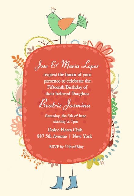 Quinceanera Peacock - Birthday Invitation