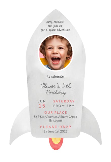 Rocket Birthday Invitation Template Free Greetings Island