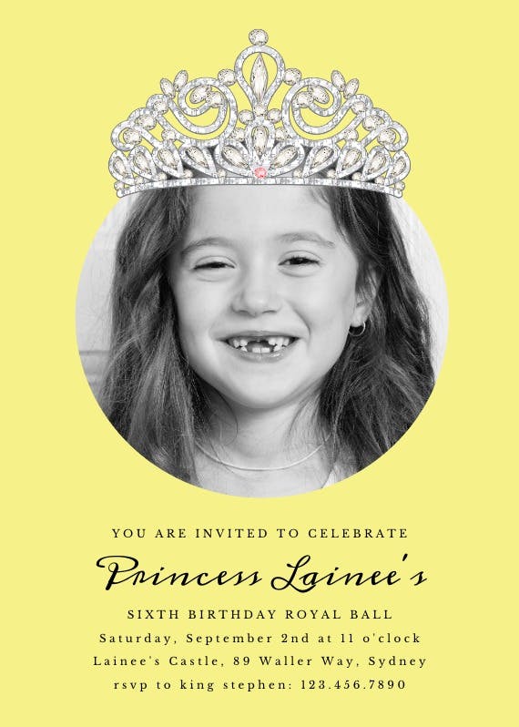 Royal image -  invitación de fiesta de cumpleaños con foto