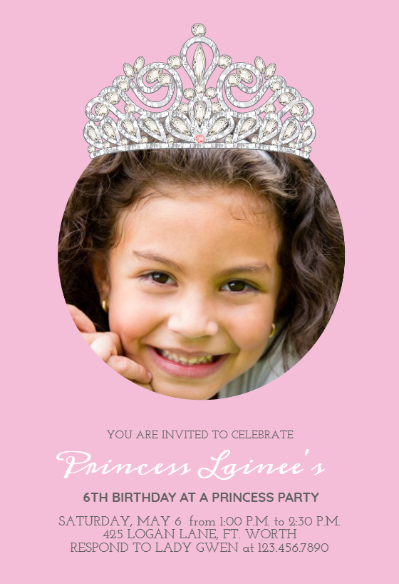 Princess Party Invitación De Cumpleaños Greetings Island 5274