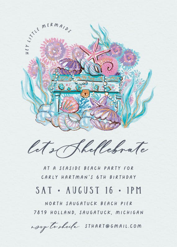 Seaside treasure - printable party invitation