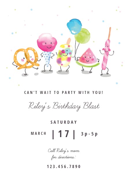 Snacks Queue Birthday Invitation Template Free Greetings Island