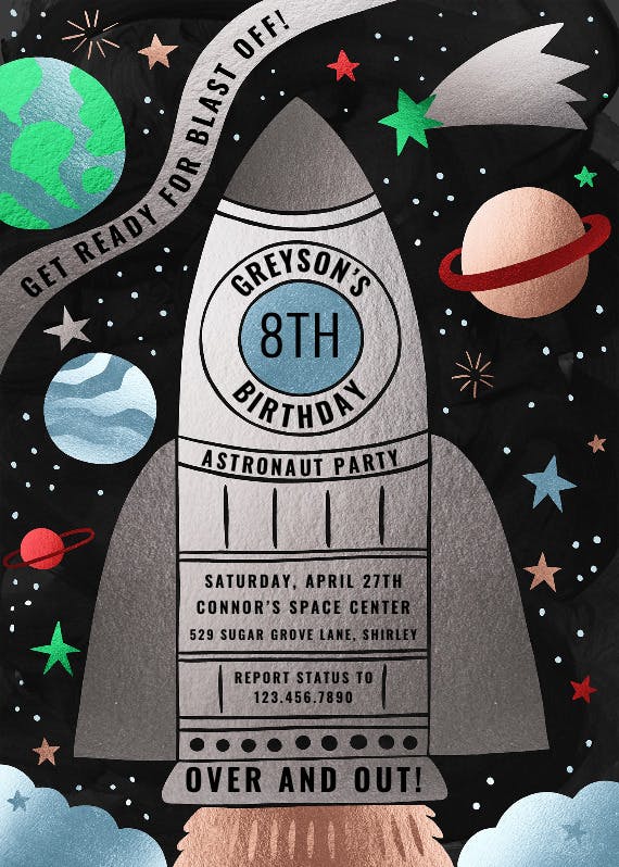 Space - printable party invitation