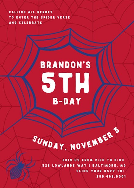 Spiderverse - birthday invitation