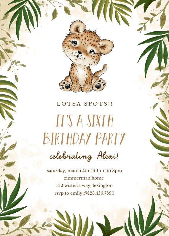 Sporting spots - printable party invitation
