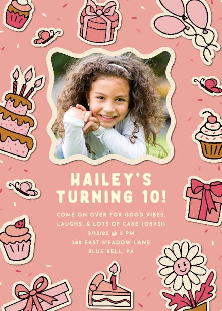 Stickers galore photo - birthday invitation