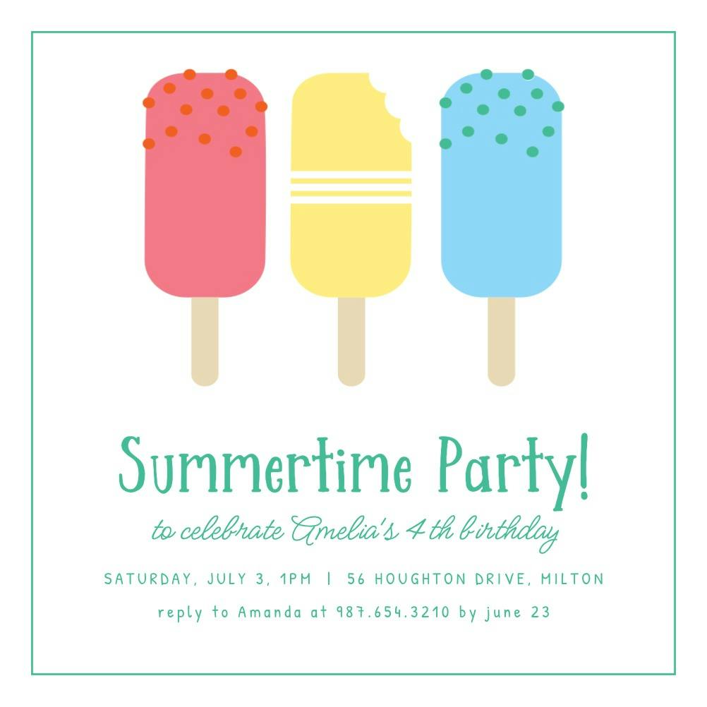 Sweet treats - pool party invitation