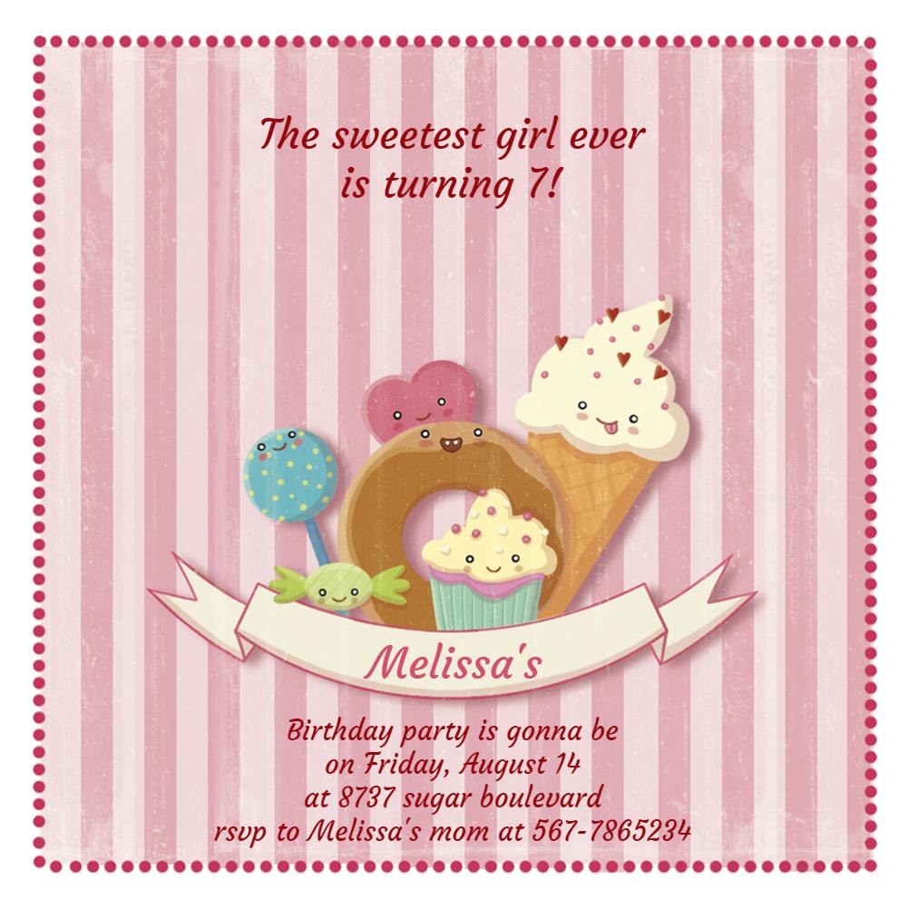 Sweets - birthday invitation