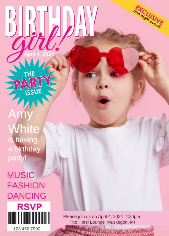 The party issue magazine cover -  invitación de fiesta de cumpleaños con foto