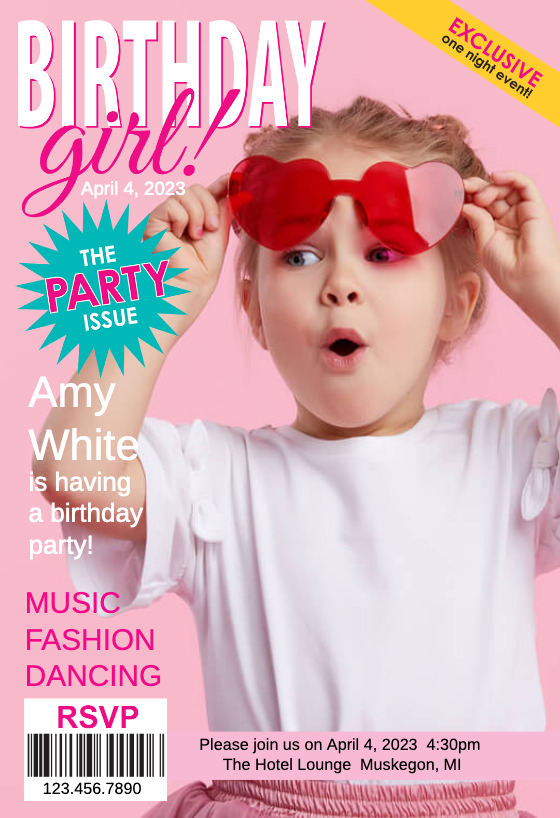 The Party Issue Magazine Cover - Birthday Invitation Template (Free