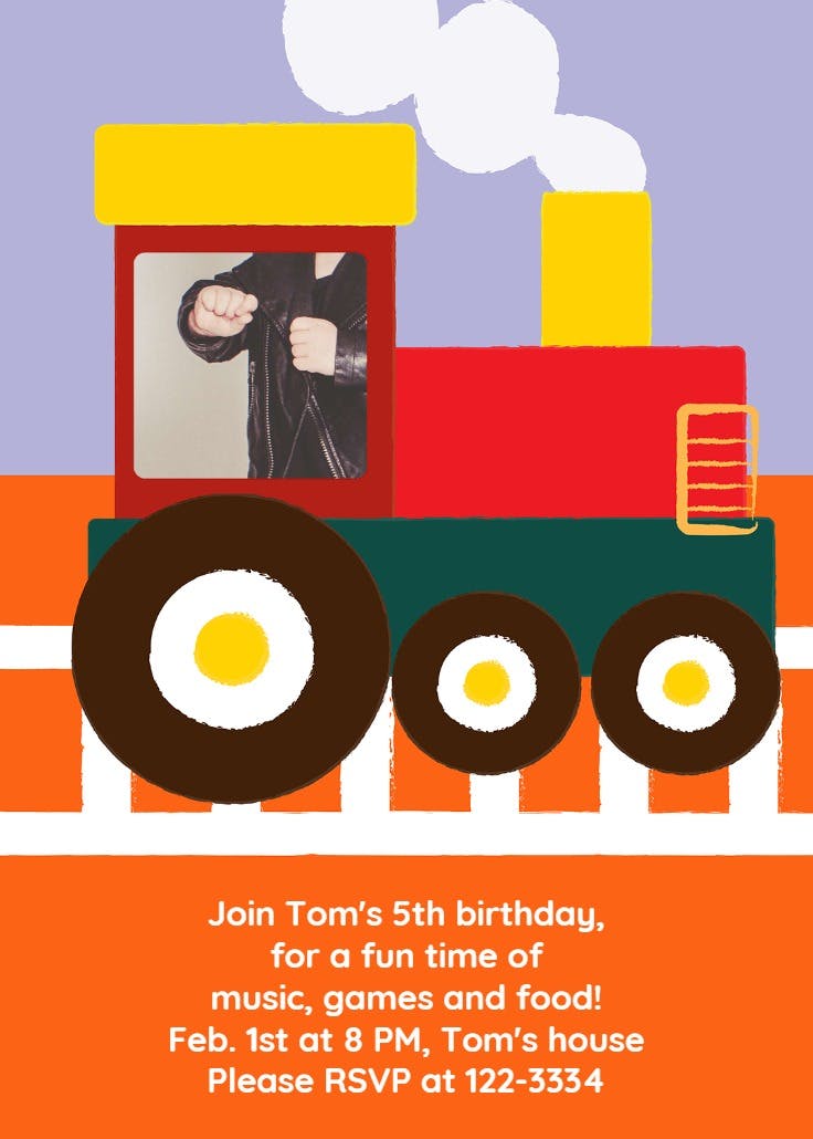 Train -  invitación de cumpleaños