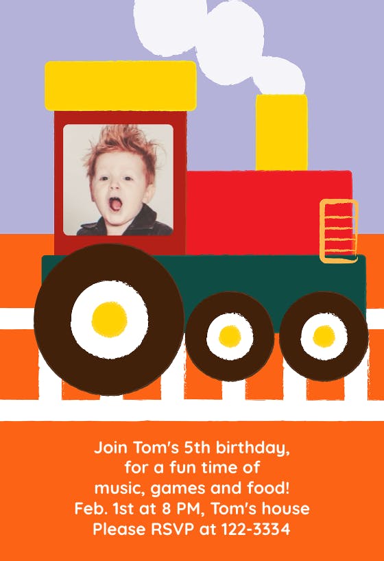 Train -  invitación de cumpleaños