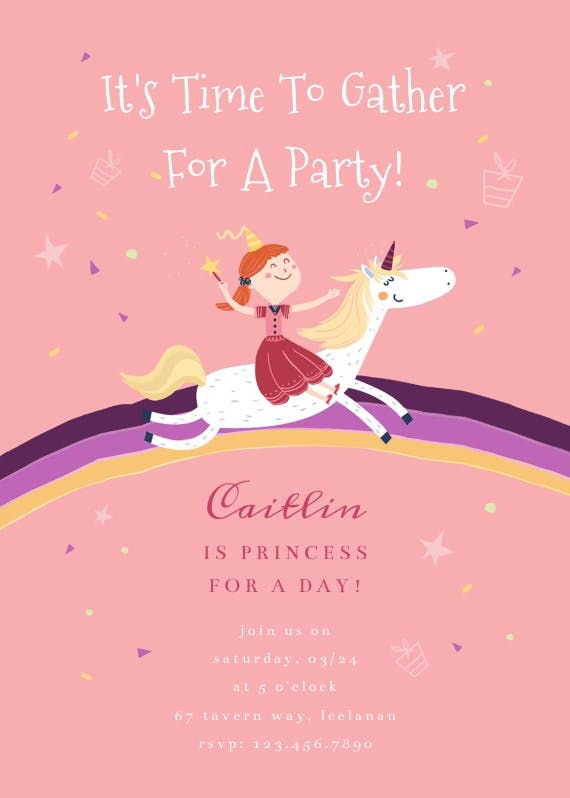 Unicorn - birthday invitation